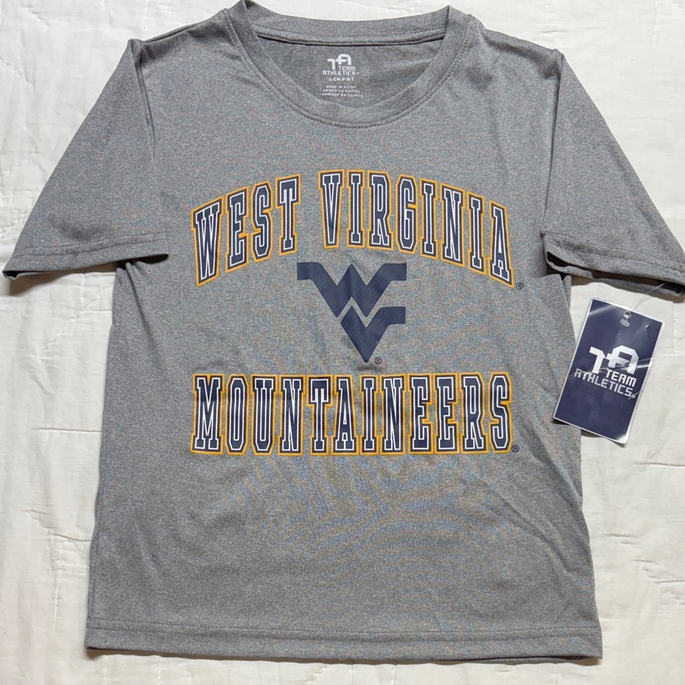 West Virginia Mountaineers Boys Grey NWT‎ Team Athletics Performance T-Shirt